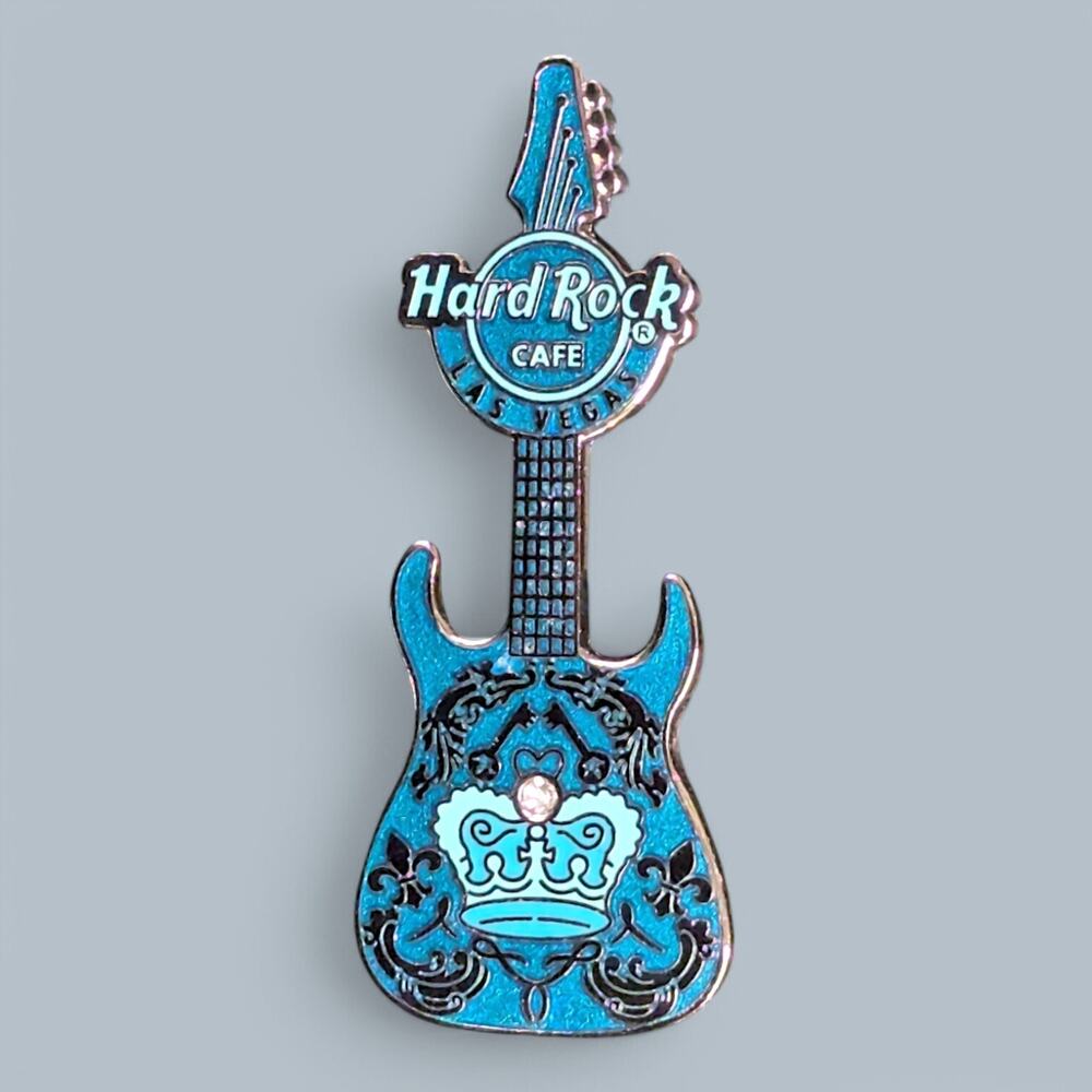 Hard Rock Pin 2008 Las Vegas Couture Rock Guitar Turquoise Sparkle